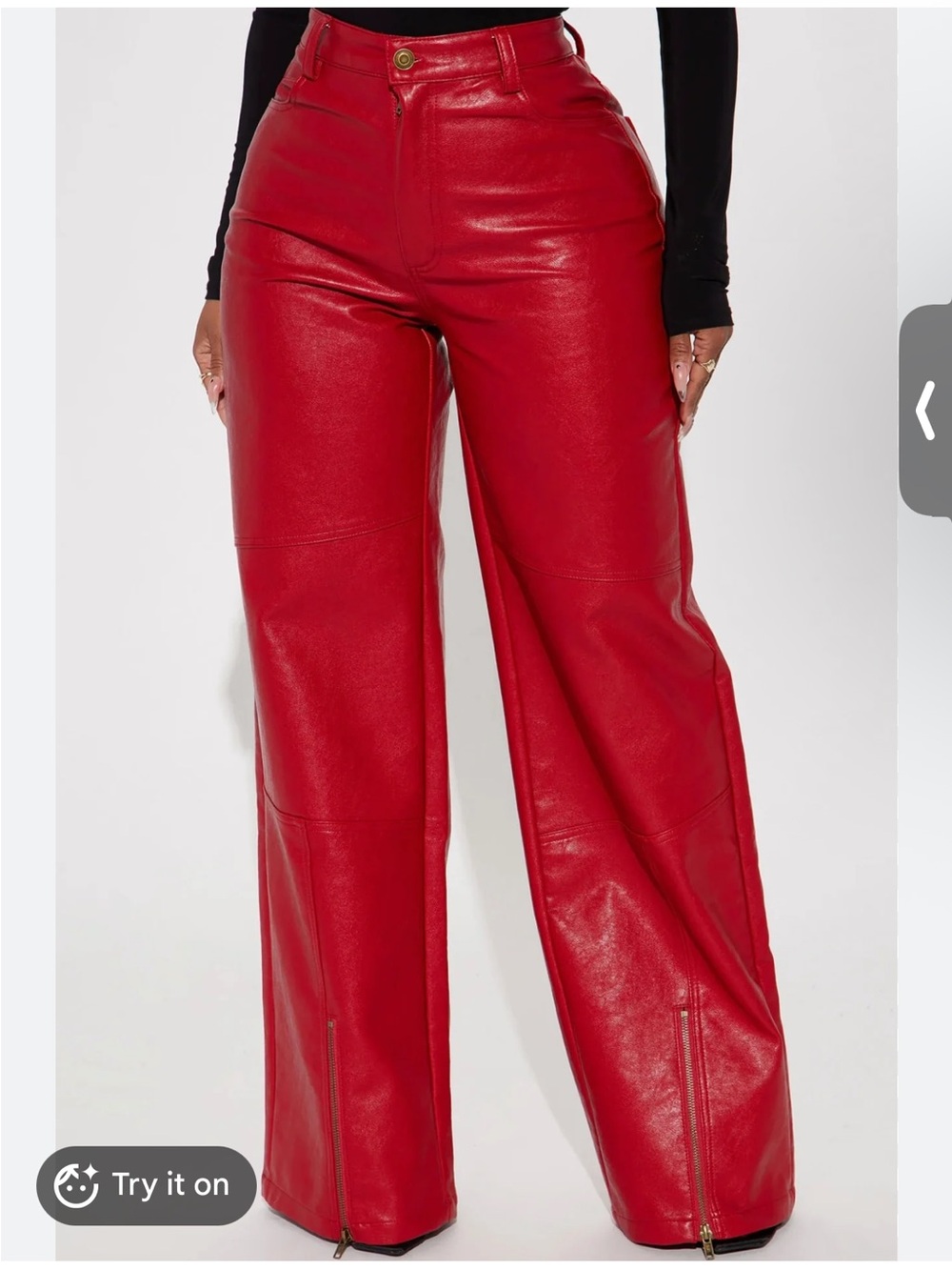 Fashion Nova Red Faux Leather Pants with Tag